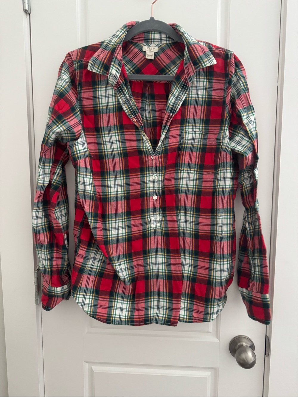 J. Crew Factory Red and Green Plaid Shirt